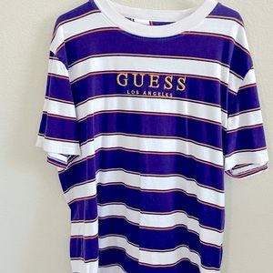 Mens Purple, gold & white Guess shirt sz: XXL.